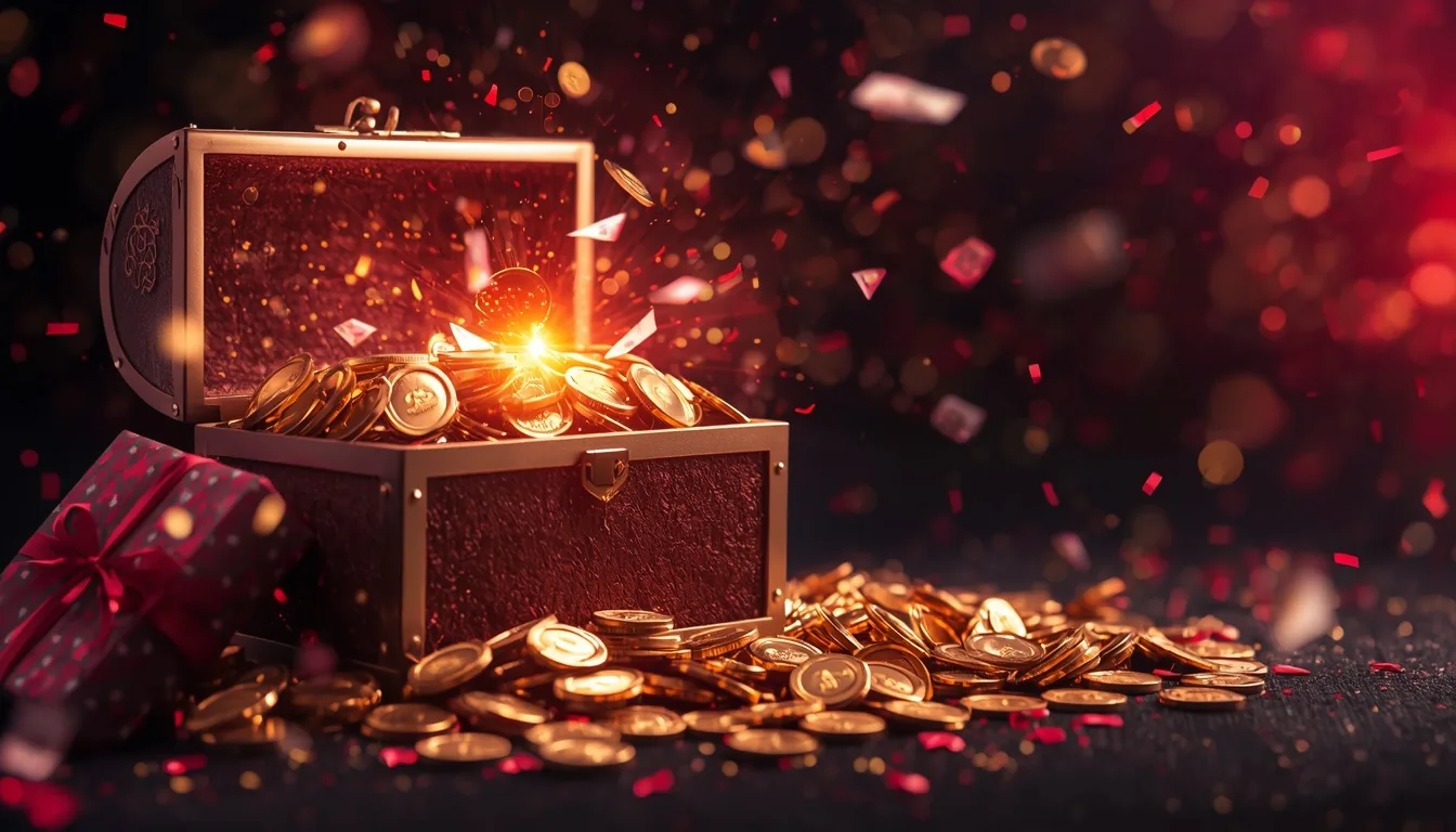 Bonos de Caliente — cofre dorado con monedas y fichas rojas